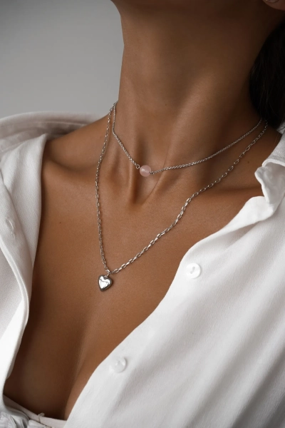 Серебряное колье сердце "Bubble"