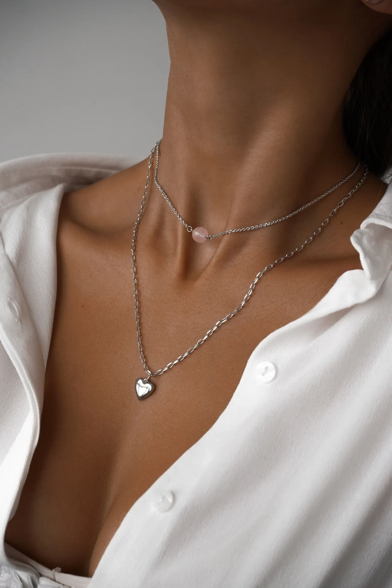 Серебряное колье сердце "Bubble" SBLESKOM, цвет: серебро, 11158 купить онлайн
