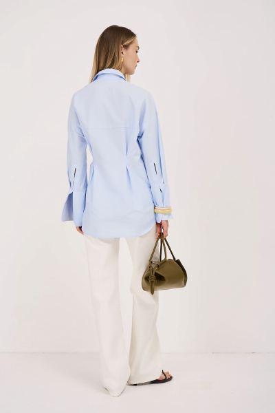 Рубашка приталенная с асимметрией Ricoco, цвет: голубой, 5075/2 купить онлайн