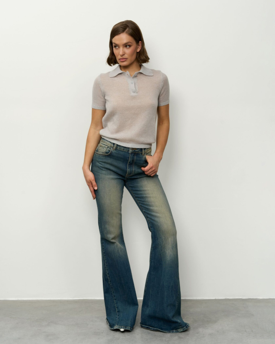 Вязаное поло YONSRU, цвет: серый, 833 купить онлайн