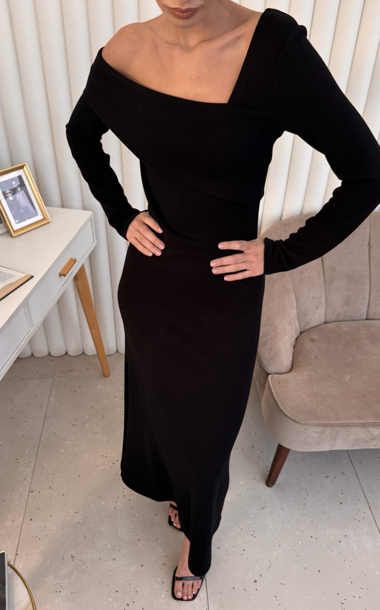 Платье миди с открытым плечом I.B.W., цвет: Черный, JE057 купить онлайн