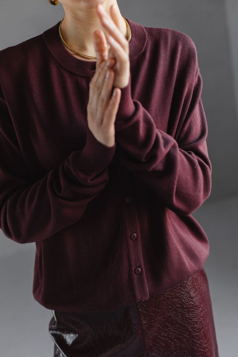 Кардиган из вискозы с шерстью VLVT, цвет: Бордовый, 00-00005137 купить онлайн