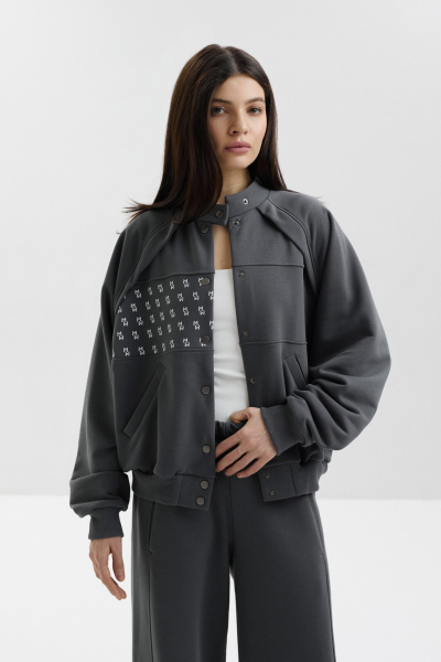 Бомбер из футера marte, цвет: серый,  купить онлайн