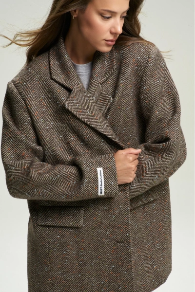 Пальто-жакет "Ёлочка" с мушкой Brown Erist store, цвет: коричневый, НФ-00002560 купить онлайн