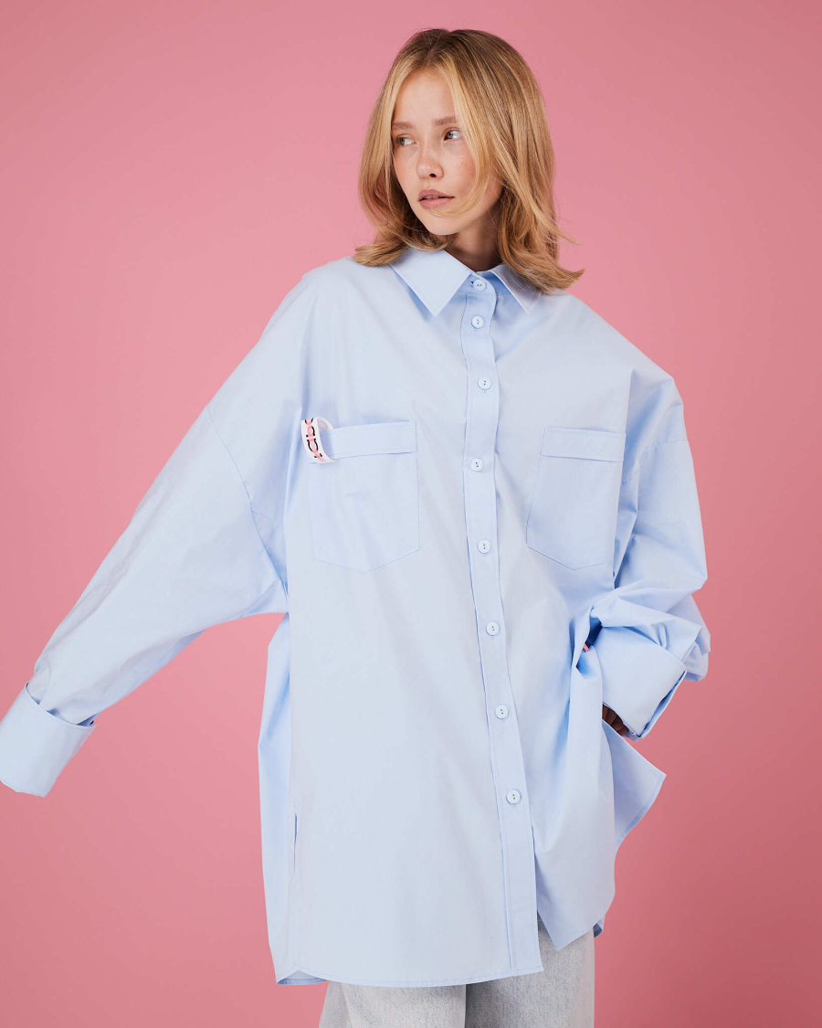 Рубашка макси овер #16 TABOO, цвет: голубой, Rub16 купить онлайн