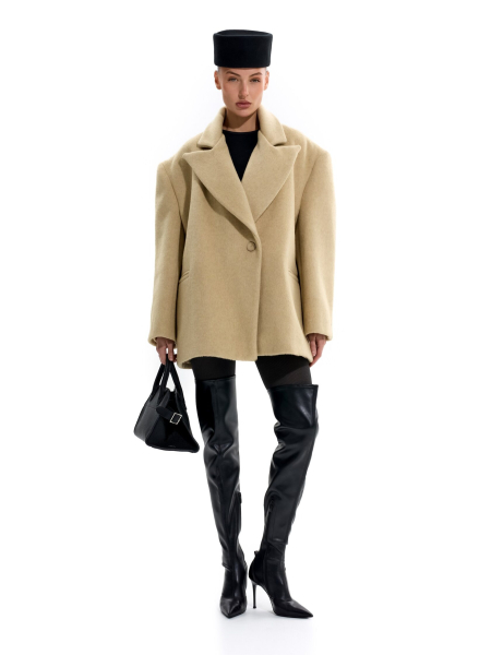 Пальто-пиджак из смесовой шерсти ANOTHER SELECT, цвет: масло, 00066 купить онлайн