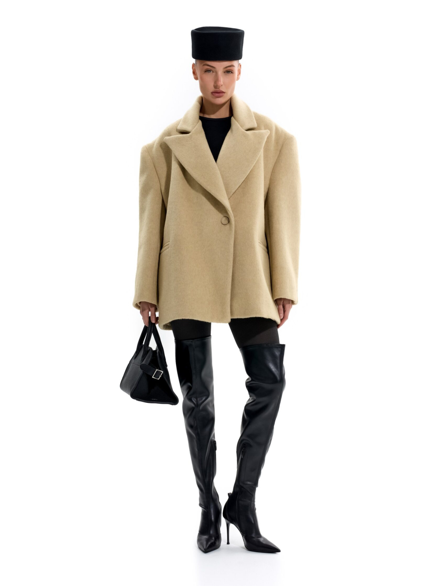 Пальто-пиджак из смесовой шерсти ANOTHER SELECT, цвет: масло, 00066 купить онлайн