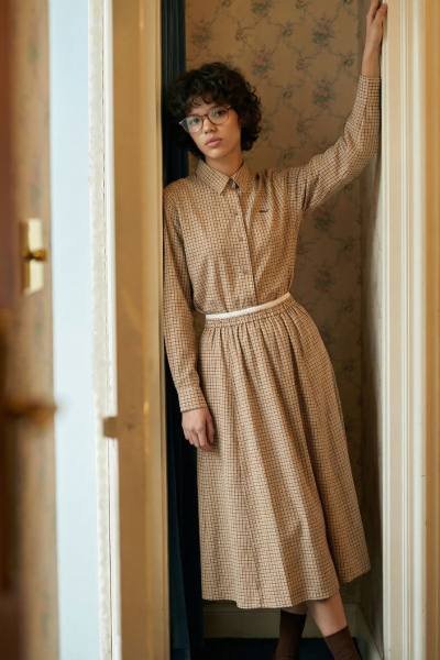 Юбка из 100% хлопка TOPTOP, цвет: коричневый с принтом, TT.071.18818.701 купить онлайн