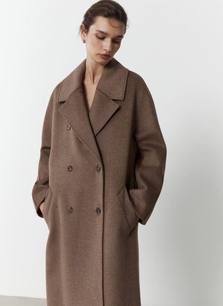 Двубортное пальто из шерсти ALL WE NEED, цвет: коричневый, 2608W5107-19 купить онлайн