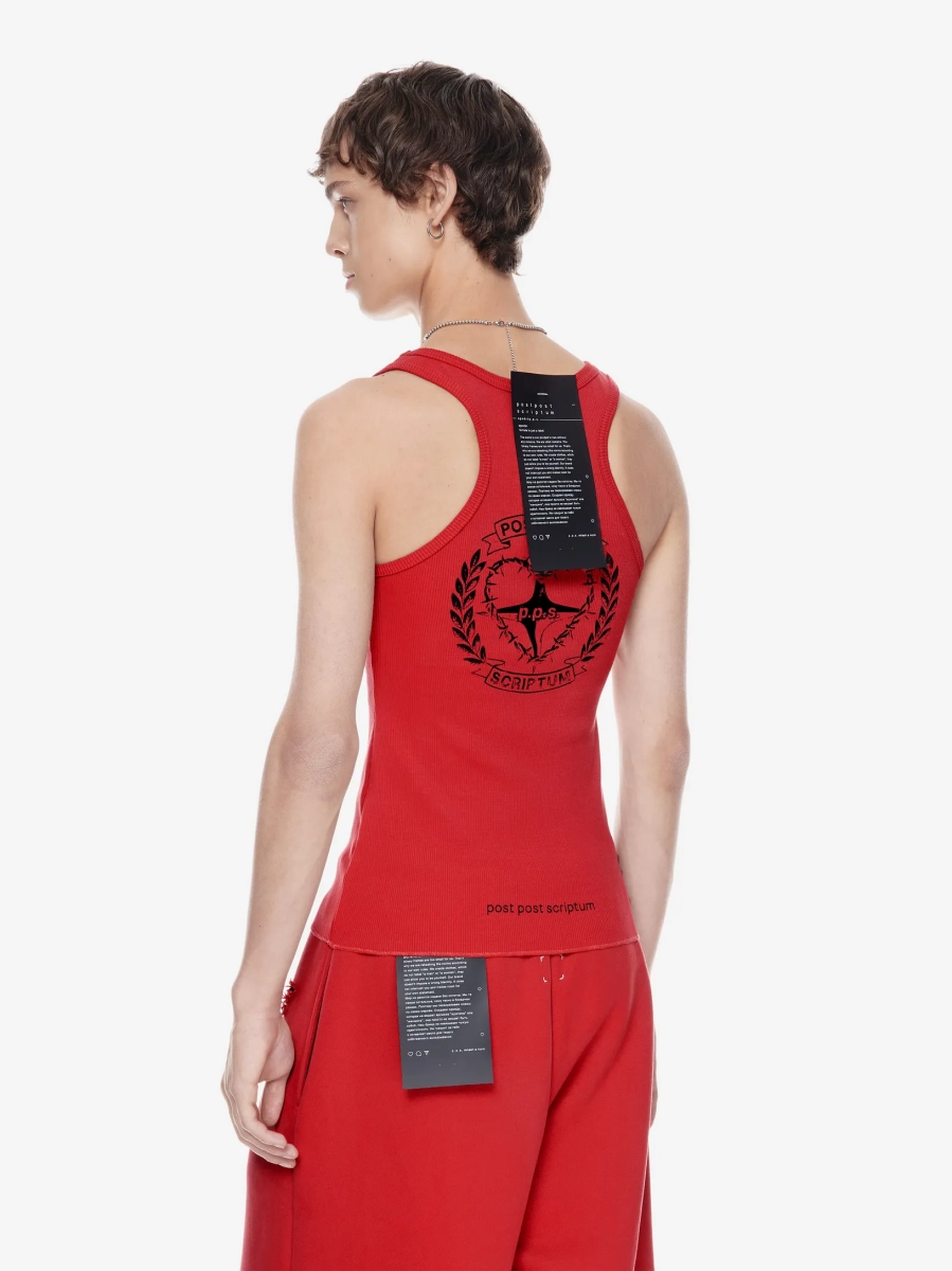 Хлопковая майка с принтом POST POST SCRIPTUM, цвет: терракотовый, 1107.000.00.01.426 купить онлайн