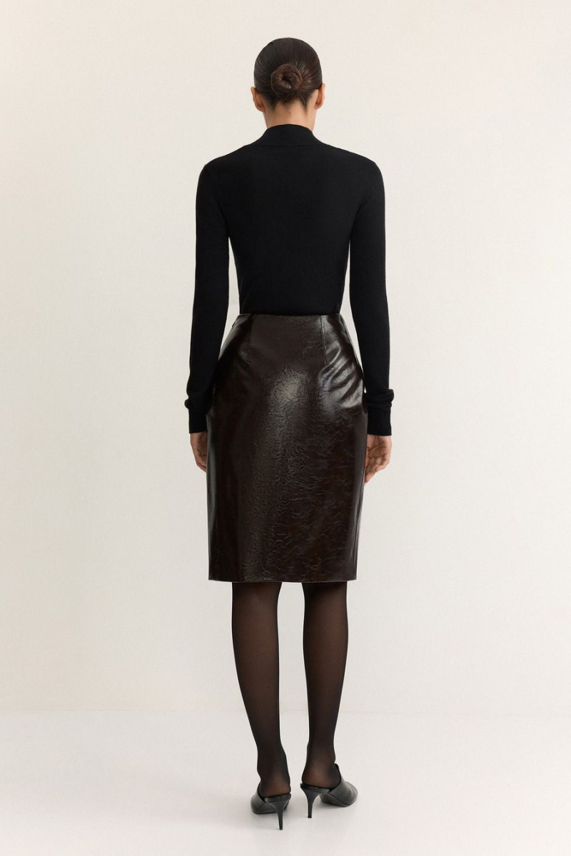 Юбка из экокожи TOPTOP, цвет: коричневый, TT.071.16927.700 купить онлайн