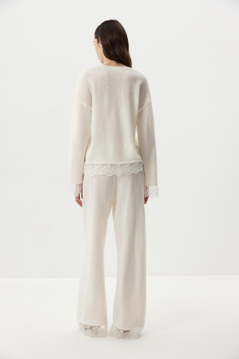 Джемпер с ажурным кружевом Charmstore, цвет: молочный, 303-49981-111 купить онлайн