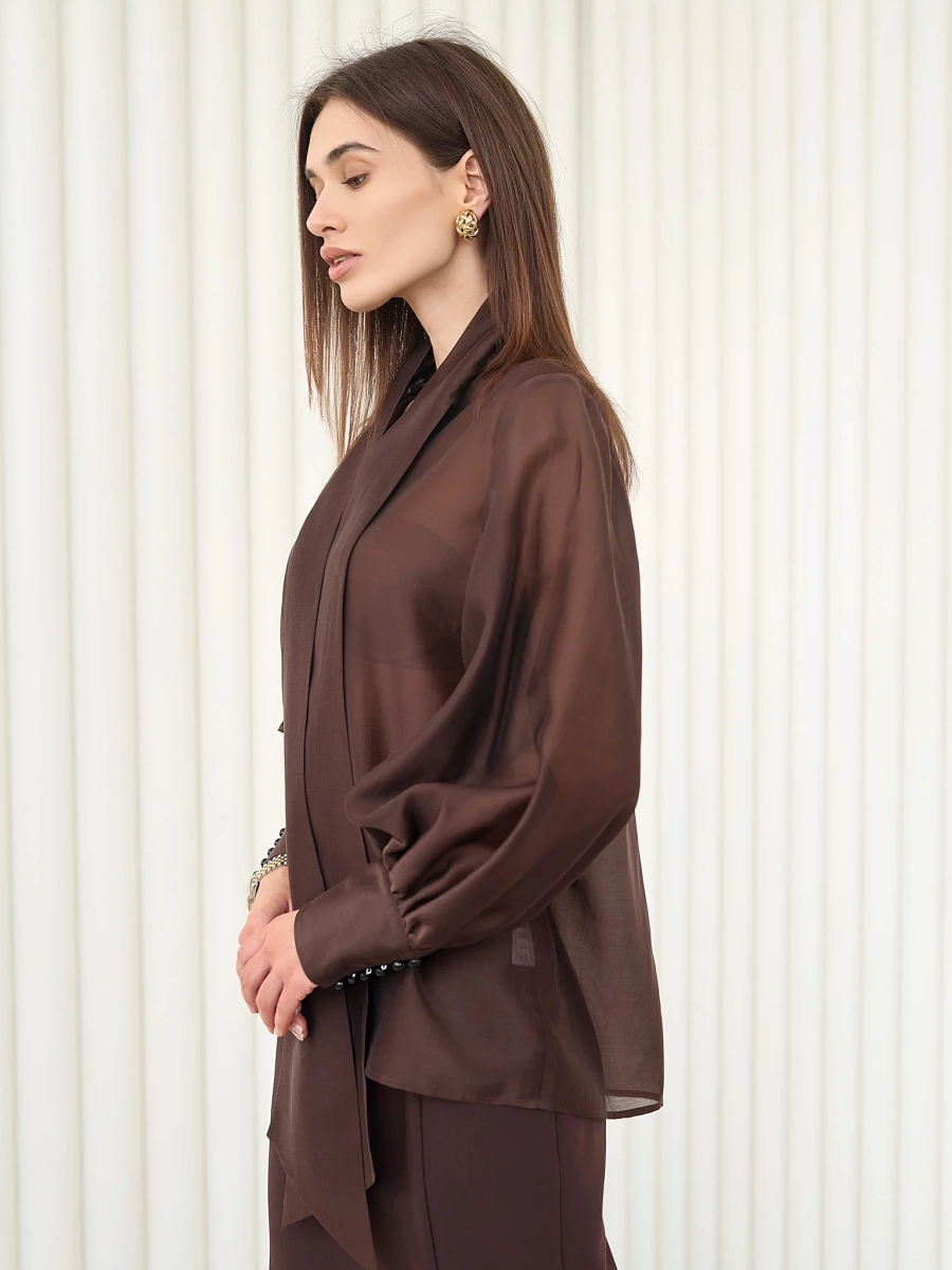 Блуза воздушная с бантом I.B.W., цвет: шоколад, BL031 купить онлайн