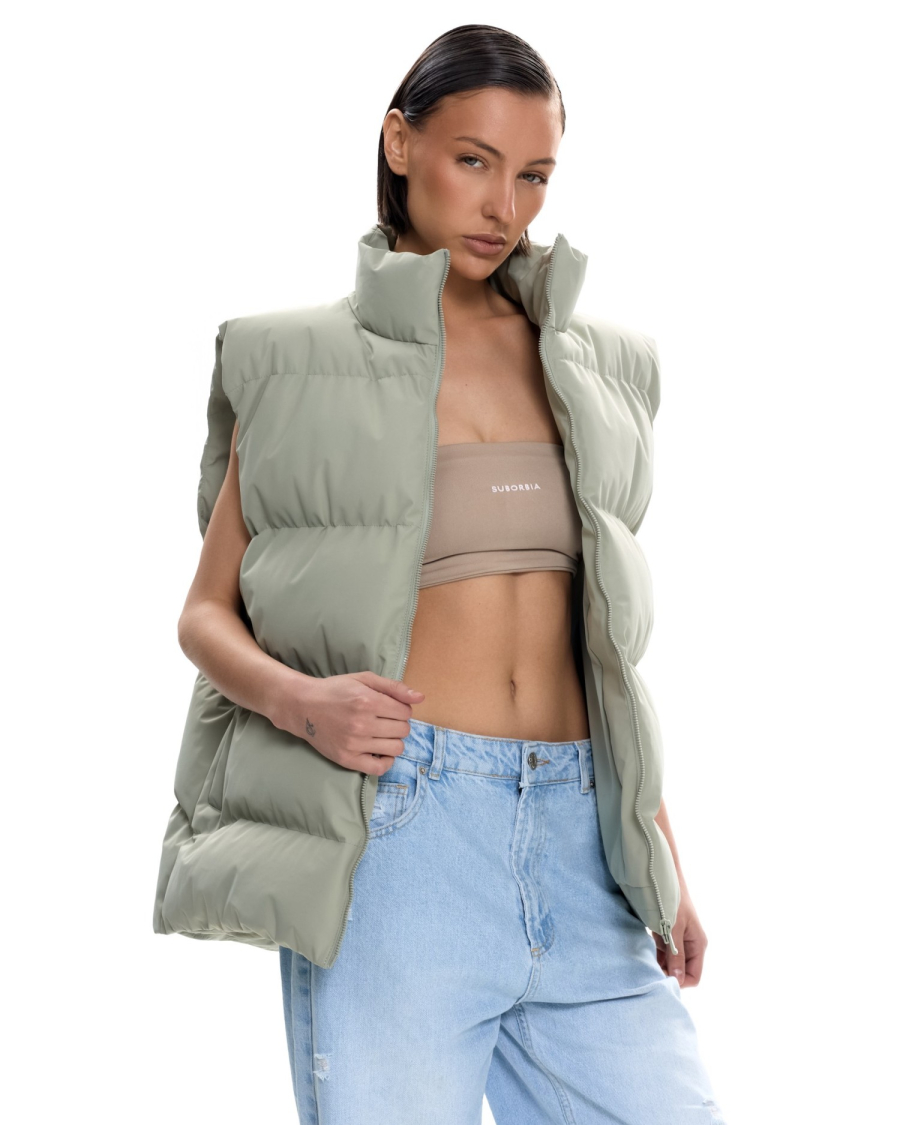 Жилет стеганый Suborbia, цвет: туманно-зеленый, 006274 купить онлайн