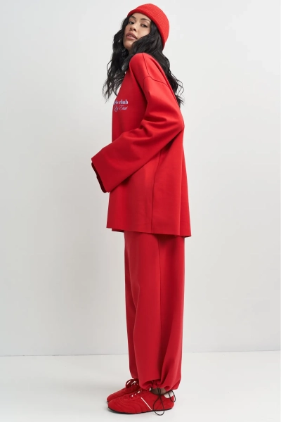 Лонгслив хлопковый с необработанным краем Erist store, цвет: красный, НФ-00003384 купить онлайн