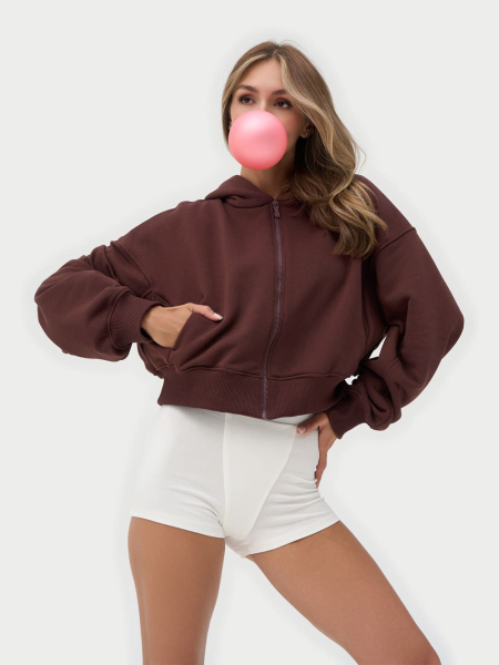 Худи на молнии ONSI, цвет: шоколад,  купить онлайн