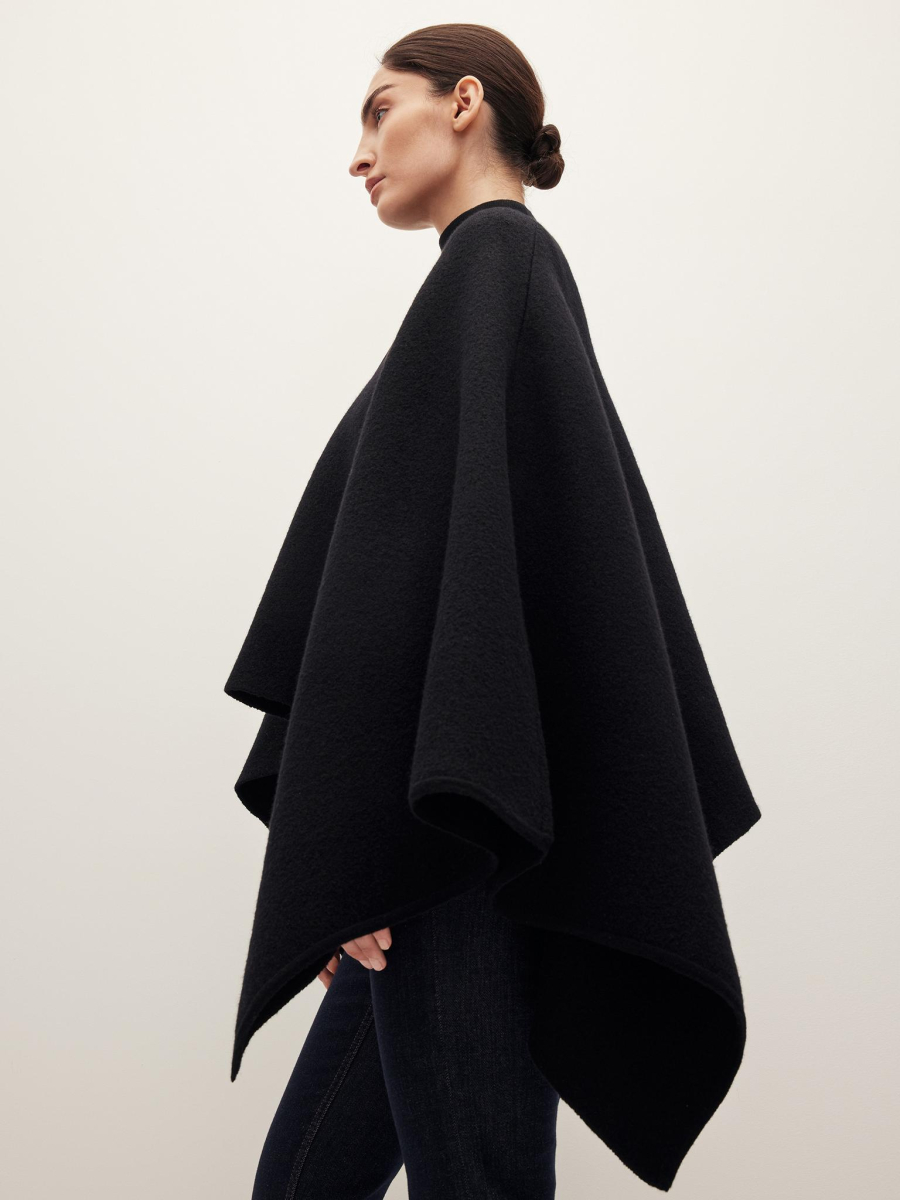 Пончо из шерсти мериноса Chaika, цвет: Черный, AW25PC01-09 купить онлайн