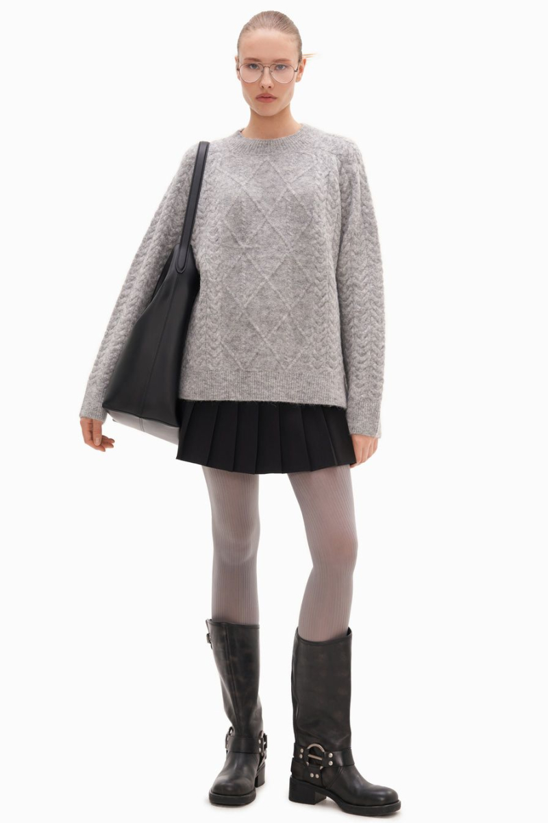 Джемпер с вязкой «косичка» TOPTOP, цвет: серый, TTS.050.13884.800 купить онлайн