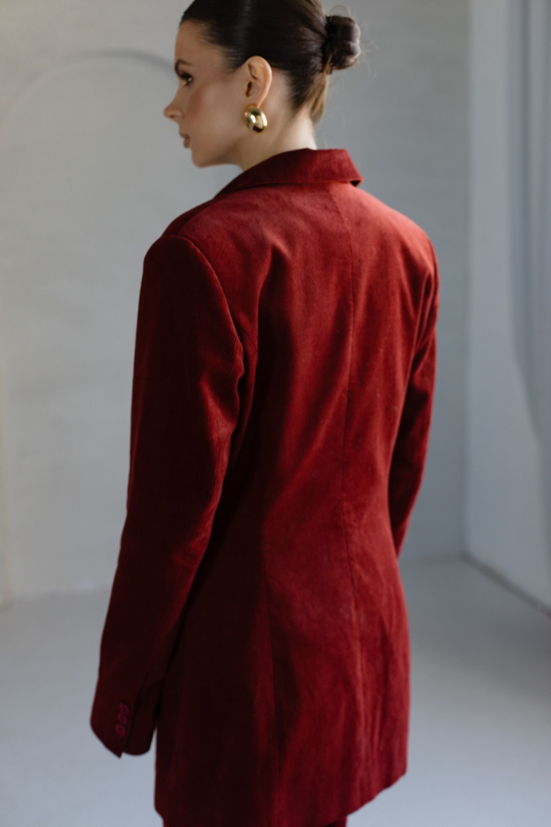 Жакет из вельвета приталенный VLVT, цвет: терракотовый, 00-00005352 купить онлайн