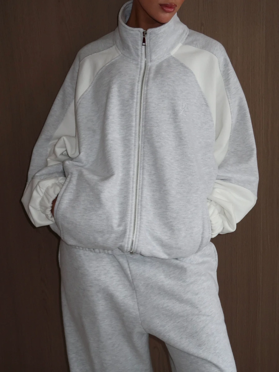 Олимпийка со вставками MIARTLAND, цвет: меланж-молочный, НФ-00000873 купить онлайн