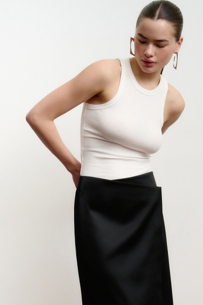 Юбка миди на запах из сатина Mollis, цвет: Черный, 17-08-3811/1 купить онлайн