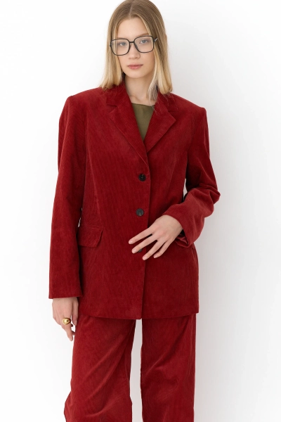 Жакет из вельвета однобортный Ricoco, цвет: зимний ягодный, 4069/3 купить онлайн