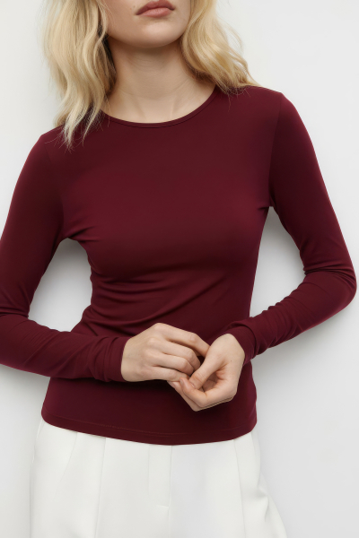 Лонгслив базовый из вискозы Charmstore, цвет: Бордовый 205-13465-442 |новая коллекция купить онлайн