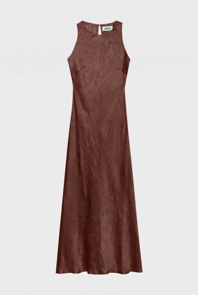 Платье с вырезом халтер из жатого сатина