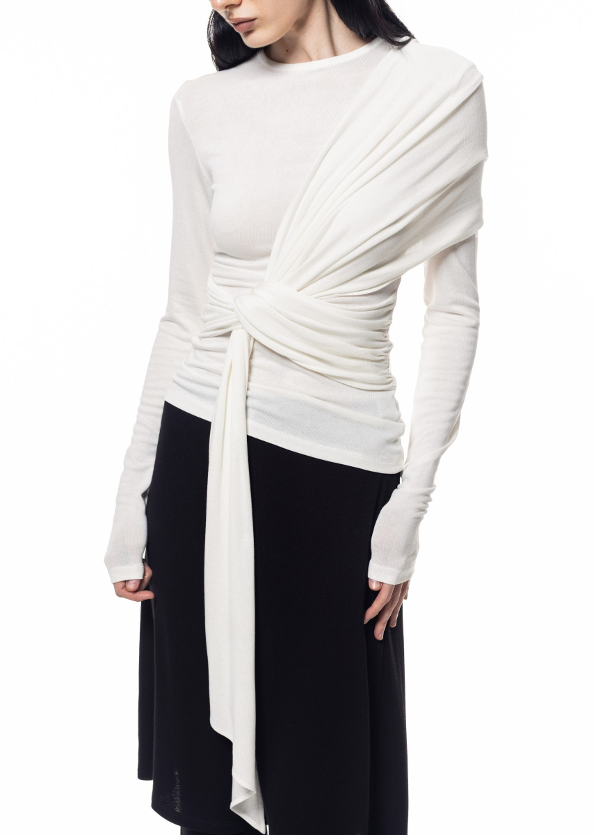 Лонгслив из вискозы со шлейфом ASYA SEMYONOVA, цвет: WHITE, 00-00002542 купить онлайн