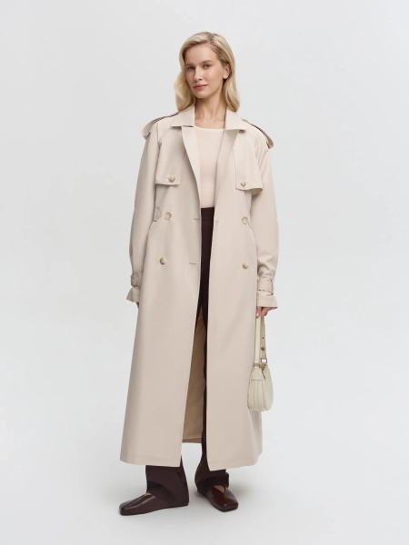 Двубортный тренч ANNA PEKUN, цвет: бежевый,  купить онлайн