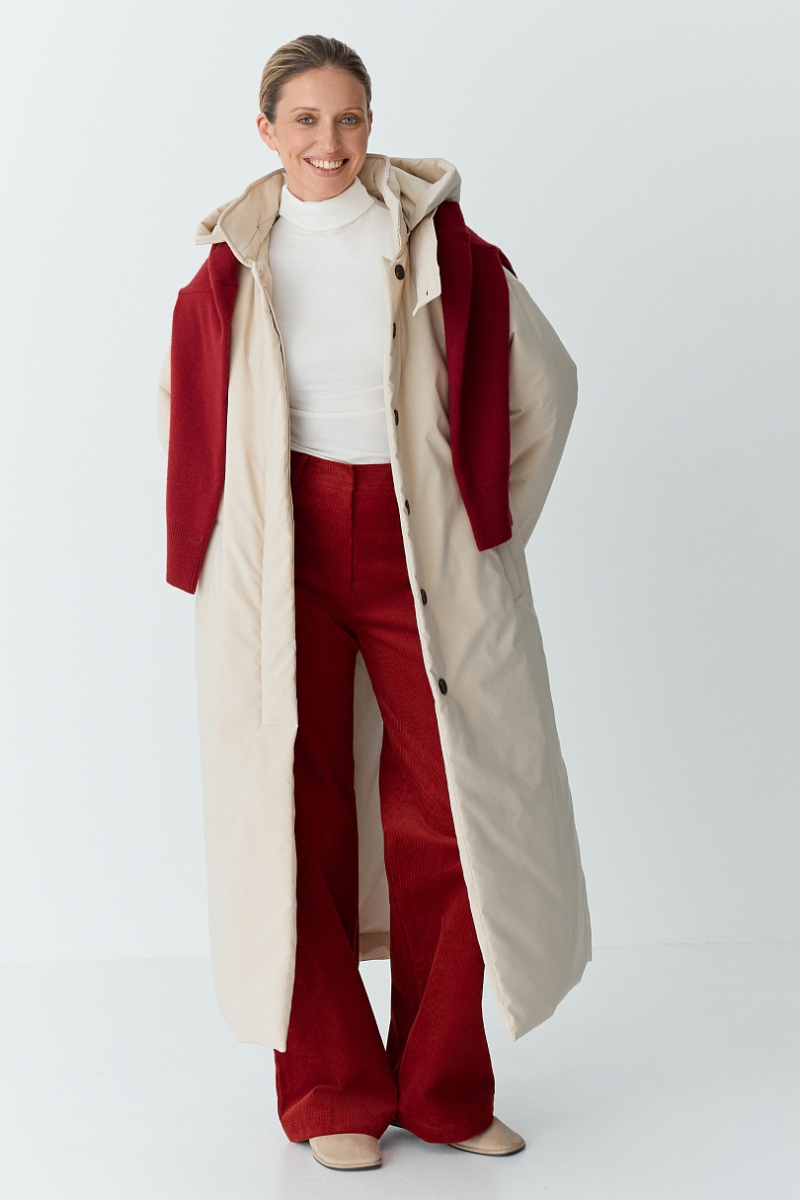 Пальто однобортное утепленное Ricoco, цвет: бежевый, 7012/2 купить онлайн