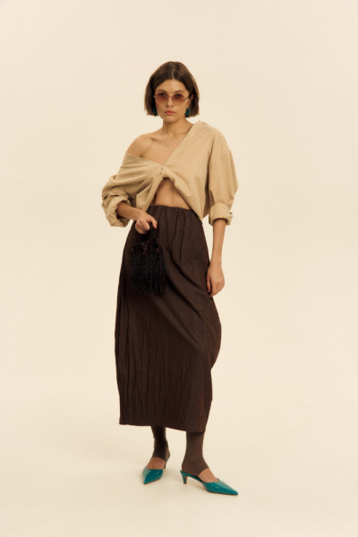 Юбка миди с эффектом жатости