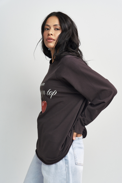 Лонгслив Вишня Erist store, цвет: шоколадный, НФ-00003146 купить онлайн