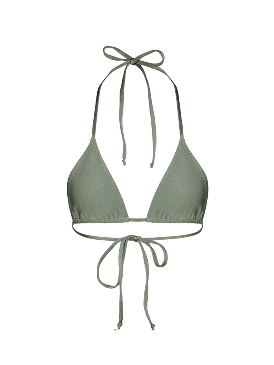 TRIANGLE Khaki - Gold DUO | Двухсторонний верх купальника на завязках