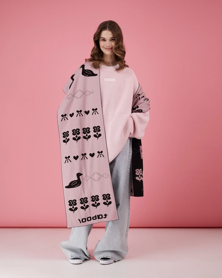 Двухсторонний шарф коричнево-розовый TABOO, цвет: розовый Scarf03 купить онлайн