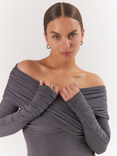 Боди drape ELASTIC, цвет: графит,  купить онлайн