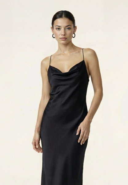 Платье комбинация с открытой спиной из атласа REFERT, цвет: Черный, 08-2897/2-2511 купить онлайн