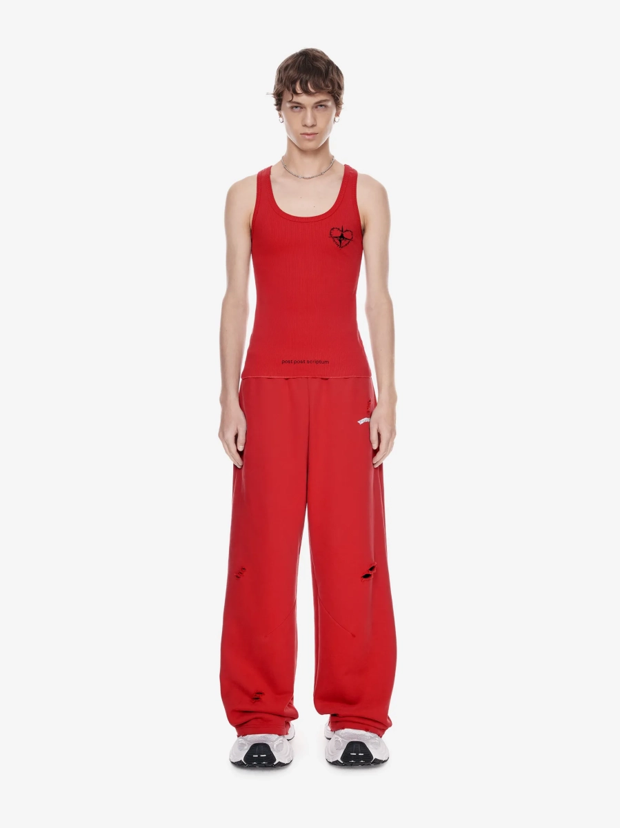 Хлопковая майка с принтом POST POST SCRIPTUM, цвет: терракотовый, 1107.000.00.01.426 купить онлайн