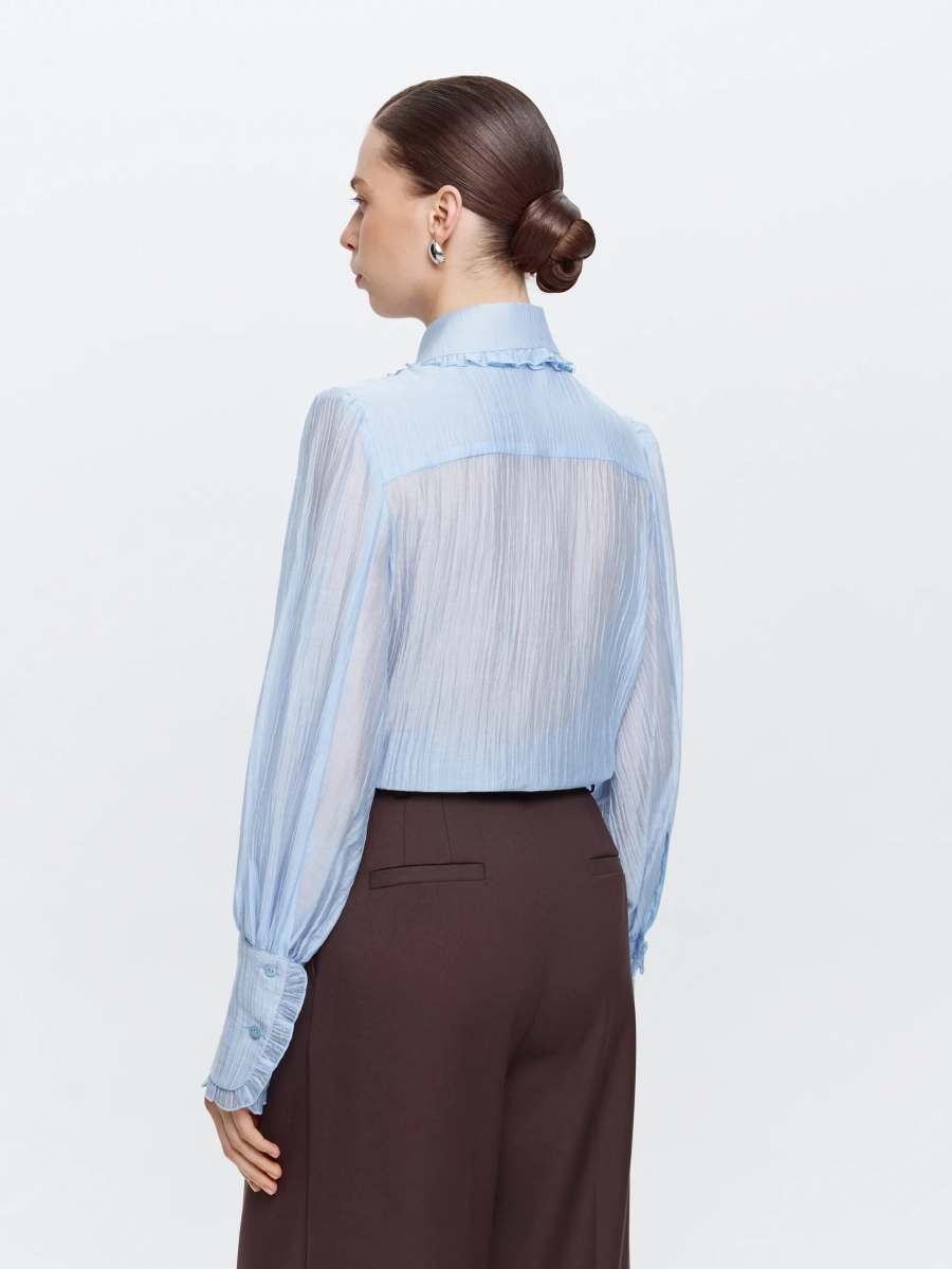 Полупрозрачная блуза ANNA PEKUN, цвет: голубой,  купить онлайн