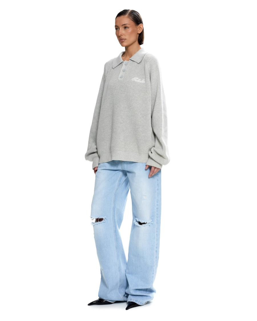 Вязаное поло Suborbia, цвет: серый меланж, 007125 купить онлайн