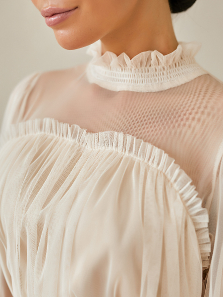 Платье воздушное из сетки I.B.W., цвет: сетка стрейч, молочный, ED032 купить онлайн