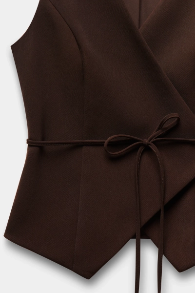 Жилет на запах из костюмной ткани REFERT, цвет: коричневый, 05-4144/3-2511 купить онлайн