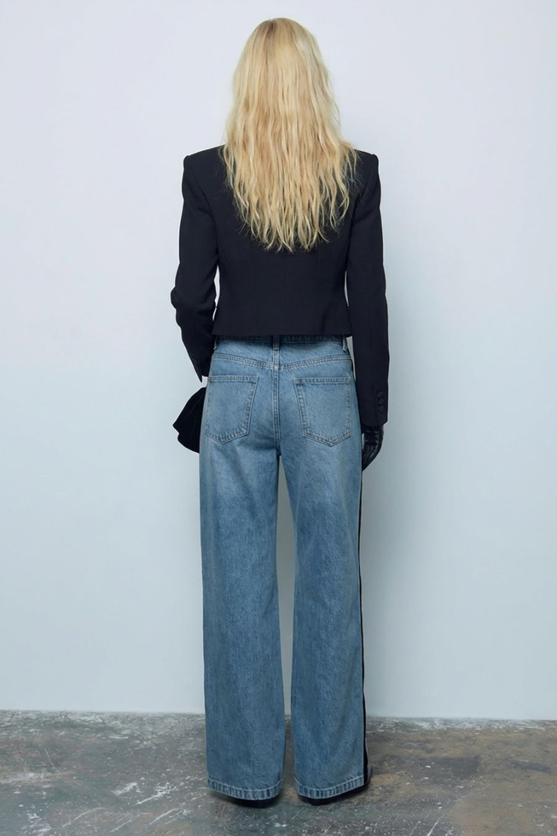 Джинсы с бантом TOPTOP, цвет: голубой с принтом, TTS.036.18645.601 купить онлайн