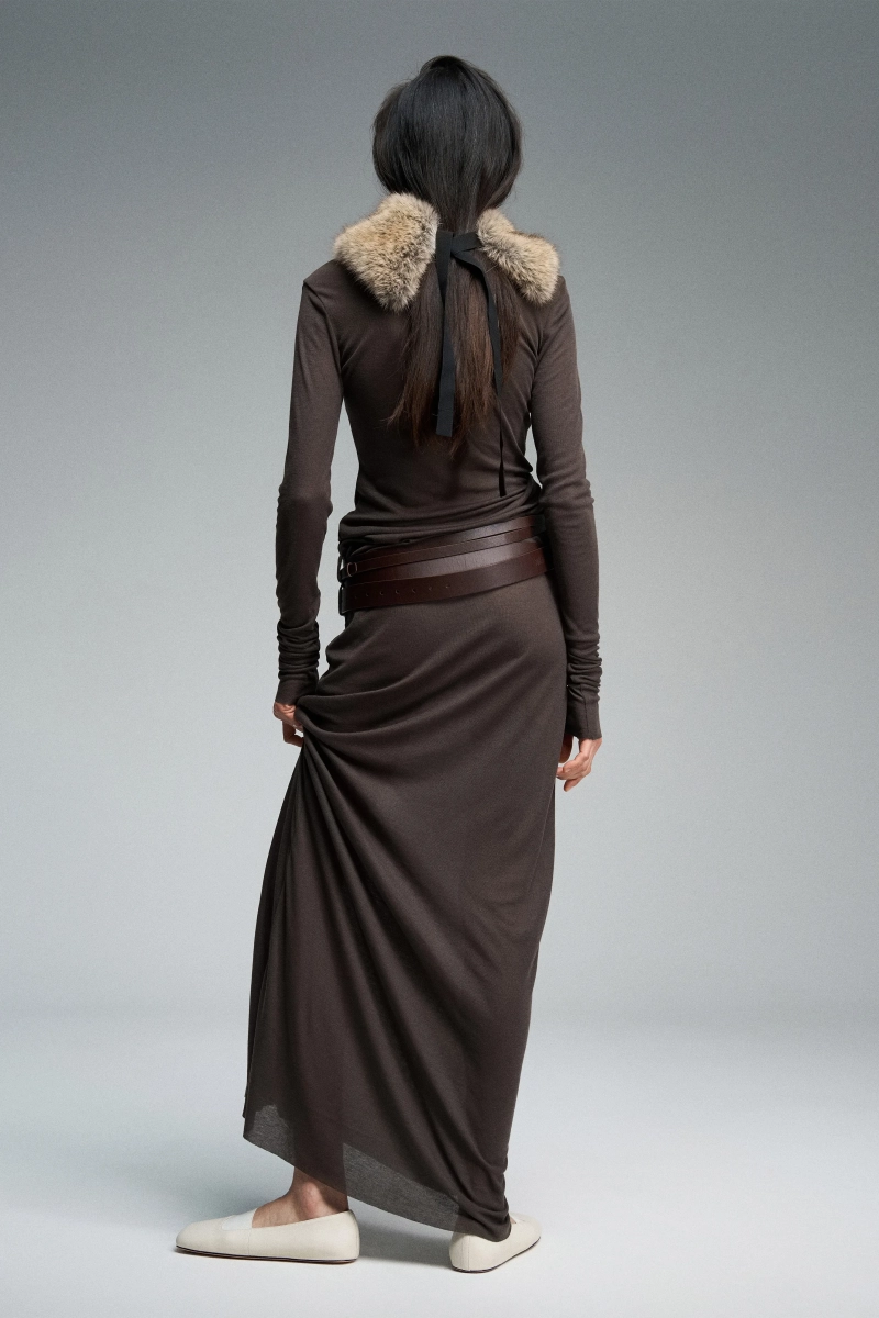 Платье-макси из тонкого трикотажа WALK OF SHAME, цвет: коричневый, D156/FW2526 купить онлайн