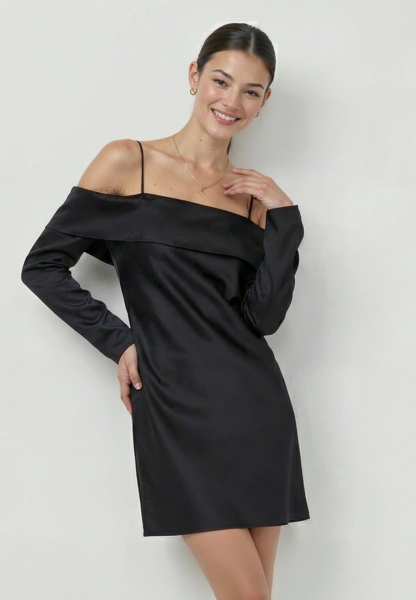 Платье из сатина с открытыми плечами REFERT, цвет: Черный, 08-3032/1-2511 купить онлайн