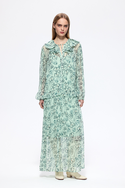 Платье из шифона с принтом DREAMS BY ALENA AKHMADULLINA, цвет: ментол, 126102070204525/220000 купить онлайн