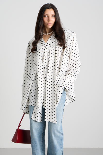 Блуза MIA AIM, цвет: белый в горох MIA705/O |трендовая новинка купить онлайн