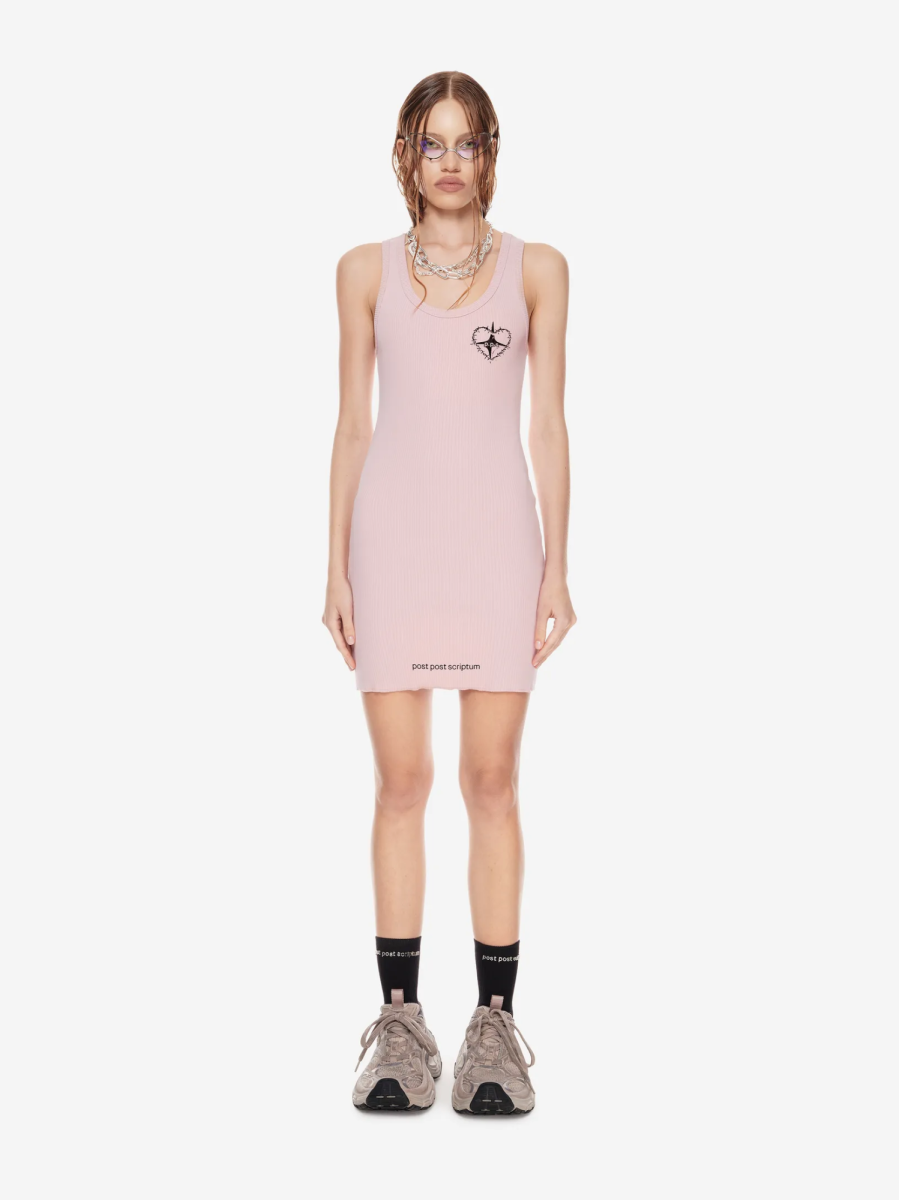 Платье в рубчик с принтом