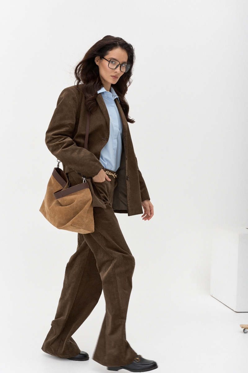 Жакет из вельвета однобортный Ricoco, цвет: оливковый, 4069/4 купить онлайн