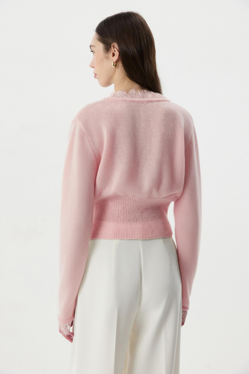 Кардиган с кружевом Charmstore, цвет: розовый, 305-49181-221 купить онлайн